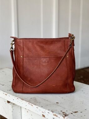 American Leather Co. Rust Brown Square Leather Shoulder Bag